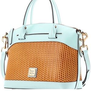 Dooney Bourke Dome Basket Weave With Leather Robin Egg Blue 13x10 with Strap